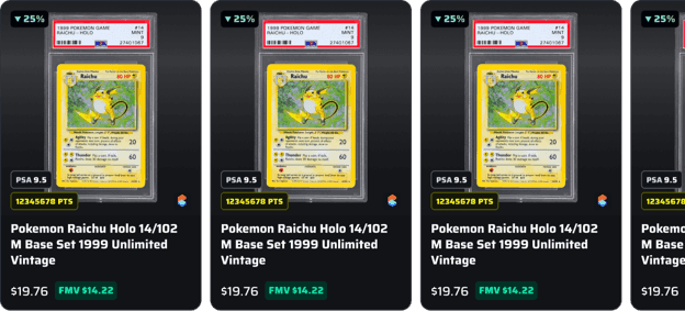 Graded Pokemon cards listed on the DCC marketplace